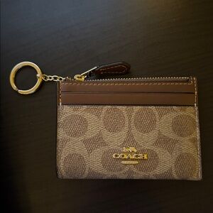 Coach Tan and Brown Signature Card Holder